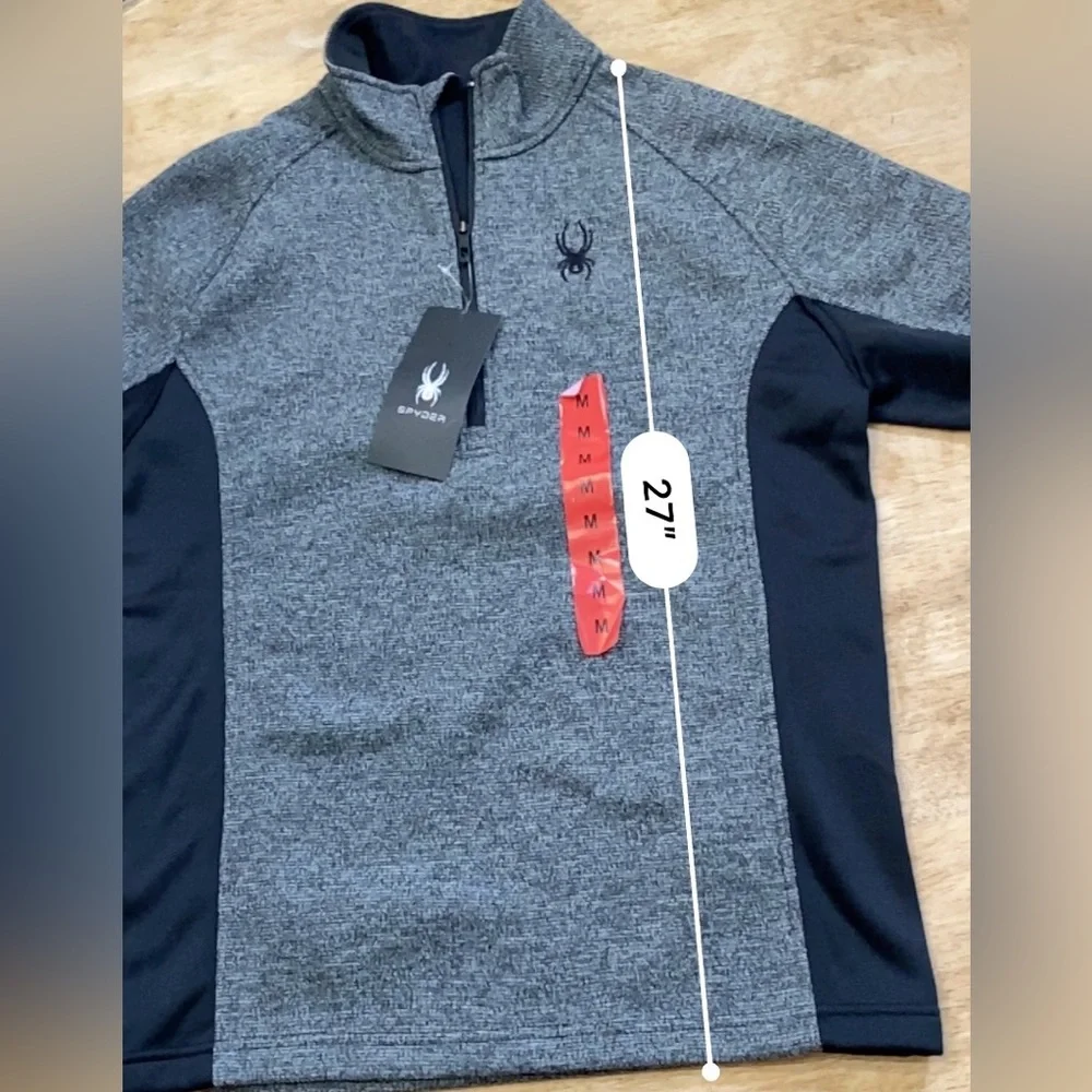 NWT Spyder‎ Men’s Size Medium Gray/Black Outbound 1/4 Zip Pullover Sweater